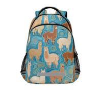 siphylline Art Painting Blue Alpaca Animal Mochilas para niños con bolsa de libros grande para la escuela secundaria mochilas para ni? as de 12 a?os