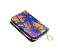 siphylline Beach Resort Style Shades - Cartera pequeña de piel para tarjetas de crédito con 2 ranuras para dinero en efectivo, organizador de tarjetas con bloqueo RFID con cremallera