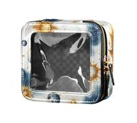 siphylline Blue-gold Astrological Planet - Bolsa de maquillaje transparente impermeable para viaje, mini recipientes de maquillaje para viajes, Planeta astrológico azul-dorado, 1 size