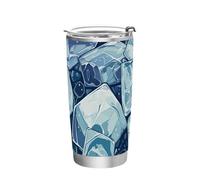 siphylline Blue Ice Cube - Taza de café de acero inoxidable con tapa con tapa para bebidas calientes para café, vaso aislado portátil de 20 onzas