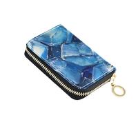 siphylline Blue Ice Cubes - Cartera de piel para mujer con monedero Cion con bloqueo RFID, protector de tarjetas de crédito con cremallera