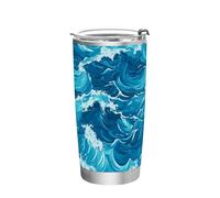 siphylline Blue Ocean Wave - Tazas de café de acero inoxidable resistentes a fugas, taza de viaje para viajes seguros al aire libre, vaso de café de 20 onzas