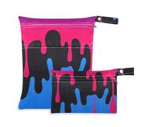 siphylline Bolsa a prueba de desorden para gimnasio, paquete de 2 bolsas húmedas para traje de baño con asas para gimnasio, guardería, pigmento fluido, rojo, negro y azul