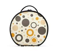 siphylline Bolsa de cosméticos con diseño de círculo infantil marrón con compartimentos y asa, elegante bolsa de cosméticos para bolso con separadores ajustables de 11 pulgadas