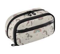 siphylline Bolsa de PVC expandible para lápices, diseño de unicornios arcoíris de dibujos animados, color claro, con cremallera, para adolescentes y niñas adultas