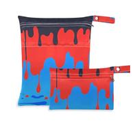 siphylline Bolsa húmeda impermeable para bebés, 2 unidades de artículos esenciales de viaje con asas para yoga, pigmento fluido, negro, rojo y azul