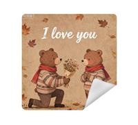 siphylline Bolsas de aseo de tela, con calcomanías mágicas, organizador de joyas, envoltura de 13.8 x 13.8 pulgadas, bolsa de maquillaje para mujer, I love you retro bear propose brown, 17.7x17.7in