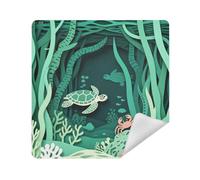 siphylline Bolsas de viaje de tela mágicas, autoadhesivas, portátiles, organizador de maquillaje, envoltura de 13.8 x 13.8 para organización, tortuga marina de corte de papel verde, 13.8x13.8in
