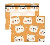 siphylline Bolsas para lápices con 3 ojales reforzados para carpetas de 3 anillas, paquete de 2 para estudiantes de vuelta a clases, color naranja, lindos osos polares, color blanco