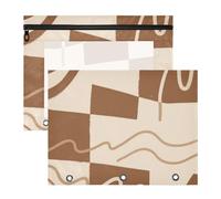 siphylline Bolsas para lápices resistentes para carpetas de papel A4, cartas, paquete de 2 unidades, suministros para profesores, arte abstracto, cuadrado, color marrón