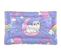 siphylline Bonita alfombrilla de cama para mascotas, diseño de estrellas de gato, color morado, melocotón, suave, antideslizante, para perros grandes, jumbo, medianos y pequeños, 24 x 18 pulgadas