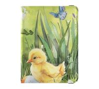 siphylline Bonitas fundas de piel para pasaporte, tarjetas de vacunación, con diseño de pollitos amarillos de Pascua, impermeable, para pasaporte, funda tipo cartera