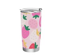 siphylline Botella de agua aislada de acero inoxidable rosa fresa con diseño de dibujos animados, taza de viaje de 20 onzas para bebidas calientes y frías, vaso aislado reutilizable de 20 onzas