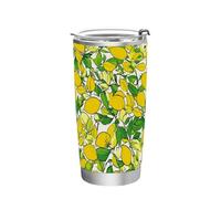 siphylline Botella de agua de acero inoxidable con diseño de hojas amarillas y verdes, taza de café de viaje para bebidas calientes y frías, vaso de café de viaje estético de 20 onzas