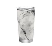 siphylline Botella de agua de acero inoxidable con textura de mármol gris y blanco, resistente a fugas, taza de viaje para camping, vaso seguro con tapa, 20 onzas