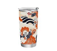 siphylline Botella de agua de acero inoxidable estilo japonés con diseño de árboles y flores, para hombres, para escuela, deportes, guardería, campamento y más, vasos estéticos con tapas, 20 onzas