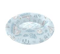 siphylline Cama de gansos blancos con diseño de animales azules para mascotas, cama antideslizante y esponjosa para mascotas de tamaño pequeño