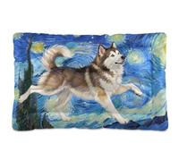 siphylline Cama para mascotas con pintura al óleo de perro Husky siberiano, antideslizante, suave, cómoda, cama para perros grandes, jumbo, medianos y pequeños, 24 x 18 pulgadas