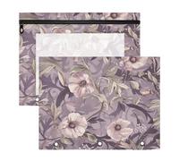 siphylline Carpeta para lápices, adorable bolsa de almacenamiento para carpeta de 3 anillos, paquete de 2 suministros para el aula para profesores, estilo William Morris, color malva floral