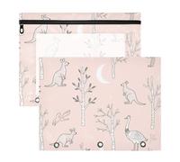 siphylline Carpeta para lápices, bolsa de almacenamiento transparente con ventana para papel A4, cartas, paquete de 2 unidades, para profesores, hogar, animales, canguro, patrón de maderas rústicas