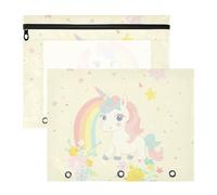siphylline Carpeta para lápices, bolsillo transparente de 3 agujeros para cartas de papel A4, paquete de 2 unidades, para estudiantes, estudiantes, profesores, suministros para profesores, unicornios