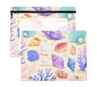 siphylline Carpeta para lápices con 3 ojales reforzados, carpetas de bolsillo para cartas de papel A4, paquete de 2 unidades, clase de profesor, bajo el agua, conchas de animales, coral, colorido