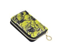 siphylline Cartera de piel con diseño de elefantes amarillos para hombre, con 9 ranuras para tarjetas, bloqueo RFID, tarjetero para mujer con cremallera