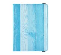 siphylline Cartera de piel vintage con textura de madera azul a rayas para pasaporte, billetera, tarjetero, tarjeta de identificación, vacuna, ultrafina