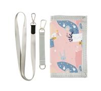 siphylline Cartera fina triple de color crema con diseño de conejito de sobre, regalo para jóvenes, billetera con clip para dinero con cordón, Sobre de conejito de dibujos animados color crema, 1 size