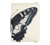 siphylline Cartera para pasaporte y tarjeta de vacunación de piel negra con ilustración de mariposa, estuche organizador de documentos, accesorios, ligero