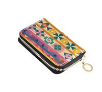 siphylline Cartera pequeña de piel con formas geométricas tradicionales con monedero Cion con bloqueo RFID, tarjetero para mujer con cremallera