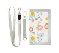 siphylline Cartera triple para hombre, diseño de animales de zoológico, color crema, regalo genial, soporte de moda con clip para dinero con cordón, Zoo Animal Cartoon Color crema, 1 size