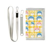 siphylline Carteras delgadas de tres pliegues amarillos coloridos para hombres, regalos geniales, cartera con cordón, amarillo (Yellow Colorful Cats), 1 size