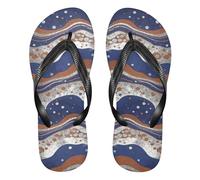 siphylline Chanclas de goma con pintura al óleo, color azul y naranja, Pintura al óleo azul y naranja, Medium