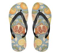 siphylline Chanclas de goma estilo retro de granada limón para mujer, cómodas chanclas para hombre para fiestas, Retro Lemon Pomegranate, XX-Large