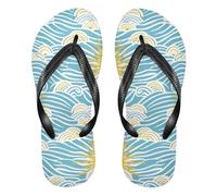 siphylline Chanclas de goma para hombre, impermeables, para verano, diseño retro de ondas de sol, Retro Sky Sun Waves, XX-Large