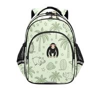 siphylline Clean Design - Mochila para adolescentes, bolsas para laptop, niños, mochila de día casual, animal salvaje, mono, cerdo, coco, arca, verde, Wild Animal Monkey Pig Coconut Tree Ark Green, M