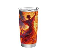 siphylline Dancing in Fire - Pajita de acero inoxidable con tapa de botella de agua aislada al vacío, taza de café de viaje de 20 onzas para agua, té helado o café, 20 onzas