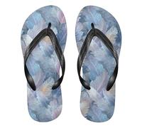 siphylline Dreamy Feather - Chanclas elegantes de goma azul para mujer, de secado rápido, para el hogar, Dreamy Feather Elegant Blue, X-Large