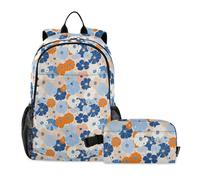 siphylline Elegante mochila de flores geométricas con bolsa de almuerzo, mochilas escolares para niñas con fiambrera, mochilas para niños y lonchera de 9 a 10 años, Elegantes flores geométricas, 1