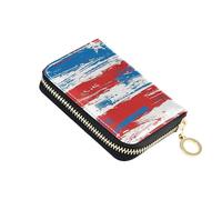 siphylline Elements Of The American Flag - Cartera pequeña de piel para tarjetas con 2 ranuras para efectivo, bloqueo RFID, fundas para tarjetas para mujer con cremallera