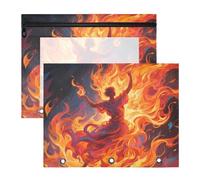 siphylline Estuche multiusos con 3 anillas para carpetas de 3 anillas, paquete de 2 suministros escolares para estudiantes, bailando en color rojo fuego