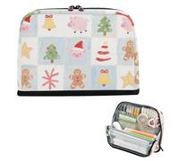 siphylline Estuche organizador de gran capacidad, bolsas de maquillaje con cremallera para adolescentes, suministros escolares preparados, feliz Navidad, cerdo rosa