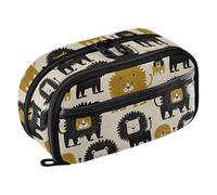 siphylline Estuche para lápices con diseño de león, vainilla, dorado y negro, fácil de organizar, bolsa grande para bolígrafos para adolescentes y niñas adultas