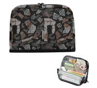 siphylline Estuche para lápices de gran capacidad, bolsa de cosméticos grande para hombre, suministros escolares, camuflaje, metal, marrón, fragmento oscuro