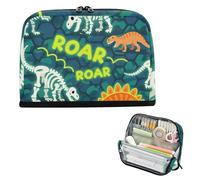 siphylline Estuche para lápices de gran capacidad, estuche para cosméticos, soporte para lápices, para adolescentes, suministros escolares, calavera T-rex rugiente, anquilosaurio, amarillo y verde