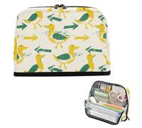 siphylline Estuche para lápices de gran capacidad, organizador de almacenamiento con cremallera, para adolescentes, primaria, estilo Oliver Jeffers, pato, flecha, mantequilla, amarillo, esmeralda