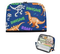 siphylline Estuche para lápices de gran capacidad, organizador de escritorio multiusos para niñas, jardín de infantes, T-rex, cráneo, anquilosaurio, naranja oscuro