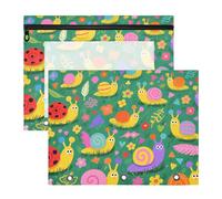 siphylline Estuche portátil con 3 agujeros para cartas de papel A4, paquete de 2 unidades, caricaturas, caracoles y flores, coloridos