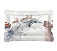 siphylline Feliz Navidad lindo gato Papá Noel perro gato cama suave cómoda antideslizante inferior perrera almohadilla para perros medianos/grandes 36 x 24 pulgadas